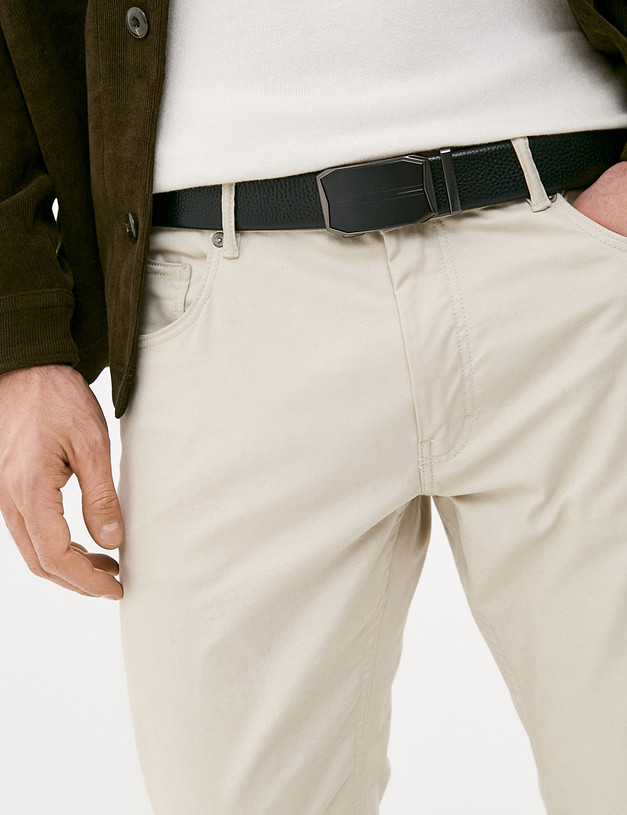 Черный кожаный мужской ремень MASCOTTE 727-0115-102 | ракурс 3