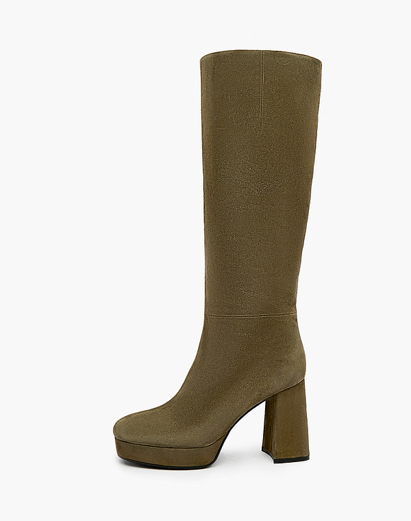 172-3202823-3640M Сапоги женские велюр/ворсин-нат.кожа зелен, Mascotte