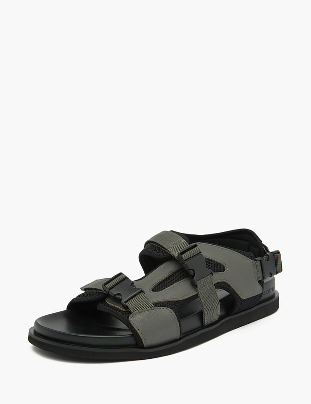 Серые мужские сандалии из кожи и текстиля MASCOTTE 128-311326-0110 | ракурс 2