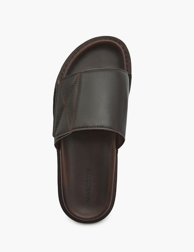 Коричневые мужские сабо из кожи MASCOTTE 128-314462-0109 | ракурс 5