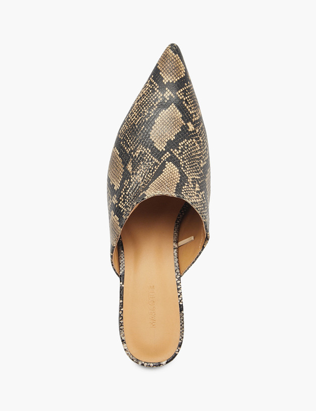 Коричневые женские сабо со змеиным принтом MASCOTTE 15-513011-0109 | ракурс 5 Коричневые женские сабо со змеиным принтом MASCOTTE 15-513011-0109 | ракурс 5