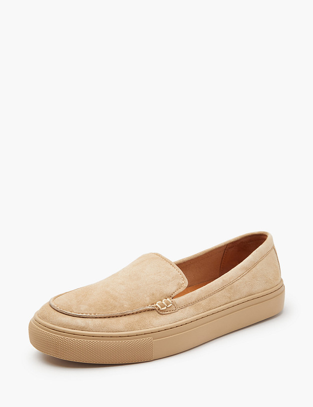 Бежевые женские слипоны из велюра MASCOTTE 22-4120412-4625M | ракурс 2