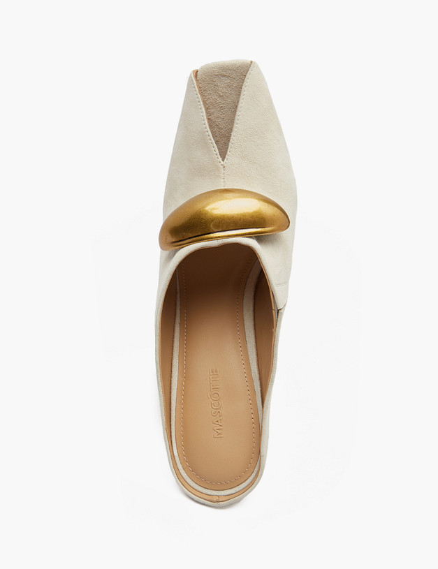 Молочные велюровые женские мюли MASCOTTE 175-5163011-4663M | ракурс 4 Молочные велюровые женские мюли MASCOTTE 175-5163011-4663M | ракурс 4