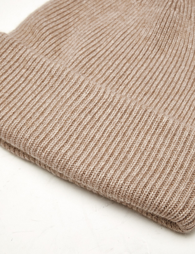 Бежевая женская шапка-бини MASCOTTE 998-5209-7508 | ракурс 3