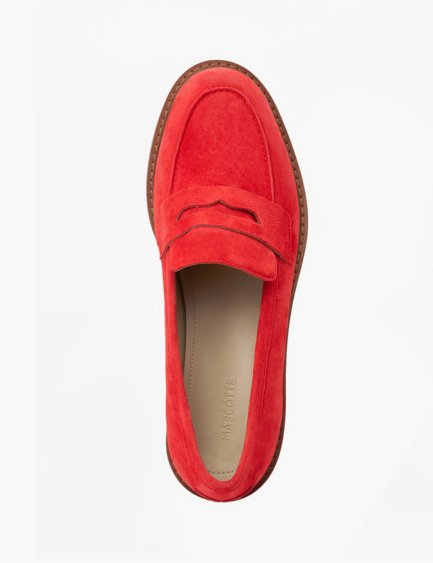 Красные велюровые женские лоферы MASCOTTE 233-110711-4610M | ракурс 5