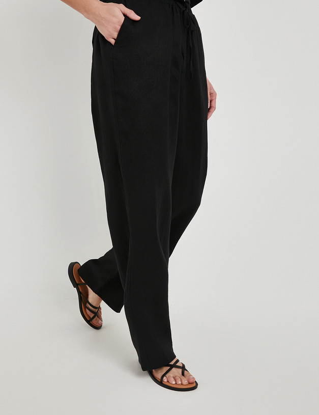 Черные женские брюки из льна MASCOTTE 973-5123-2702 | ракурс 4