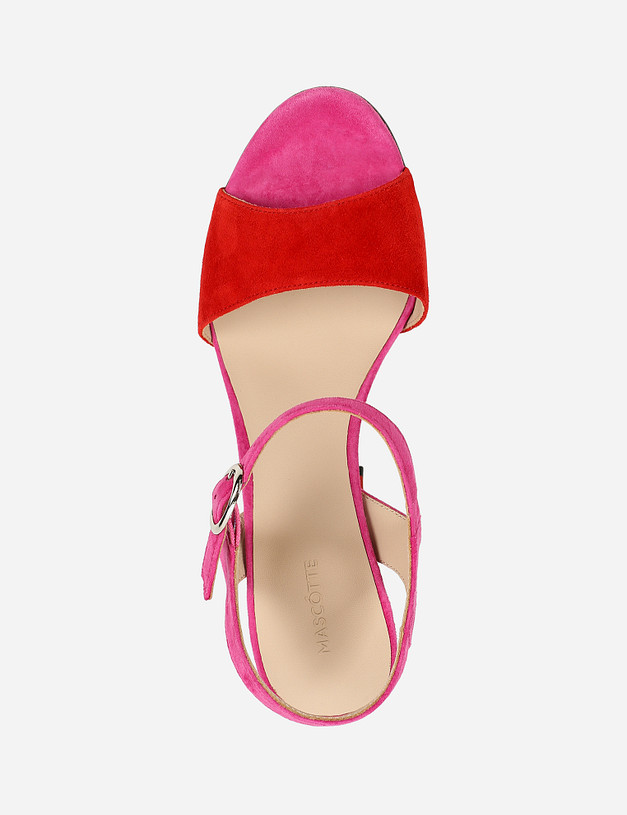 Яркие велюровые босоножки красно-розового оттенка MASCOTTE 09-1101111-0606 | ракурс 5
