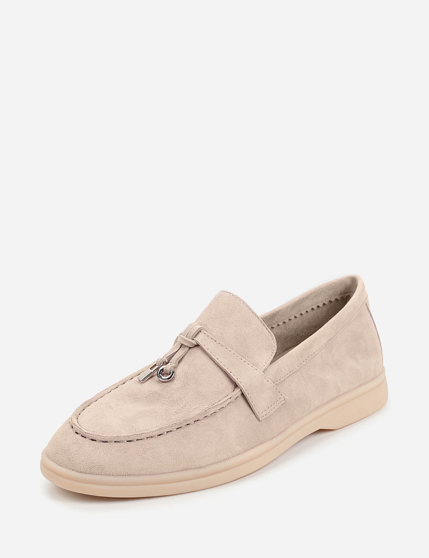 Бежевые велюровые женские лоферы MASCOTTE 11-110311-3618M | ракурс 3