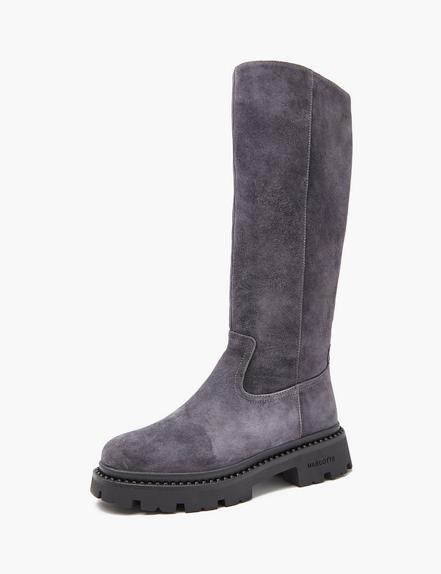 Серые велюровые женские зимние сапоги MASCOTTE 233-3201737-3656M | ракурс 2