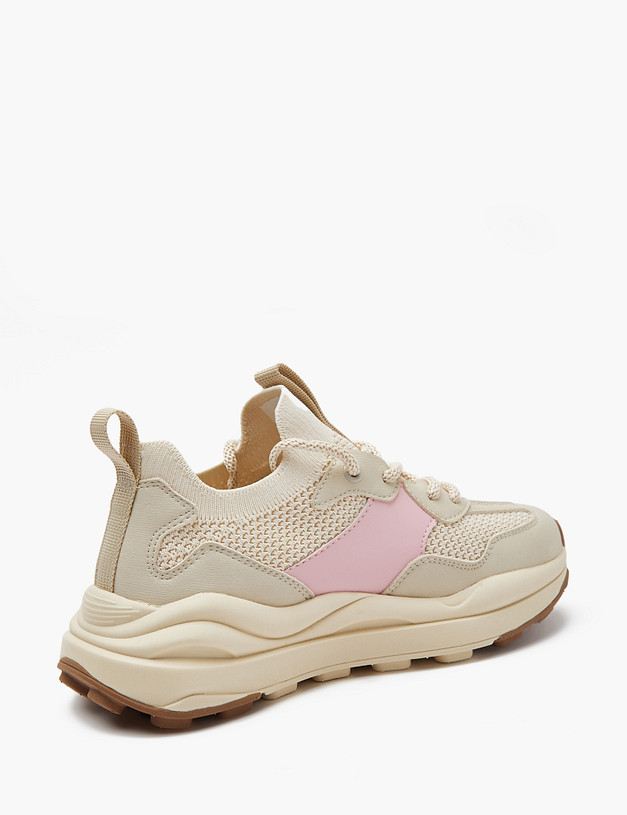 Молочные кроссовки для девочек с сетчатыми вставками MASCOTTE 234-413721-0606 | ракурс 5