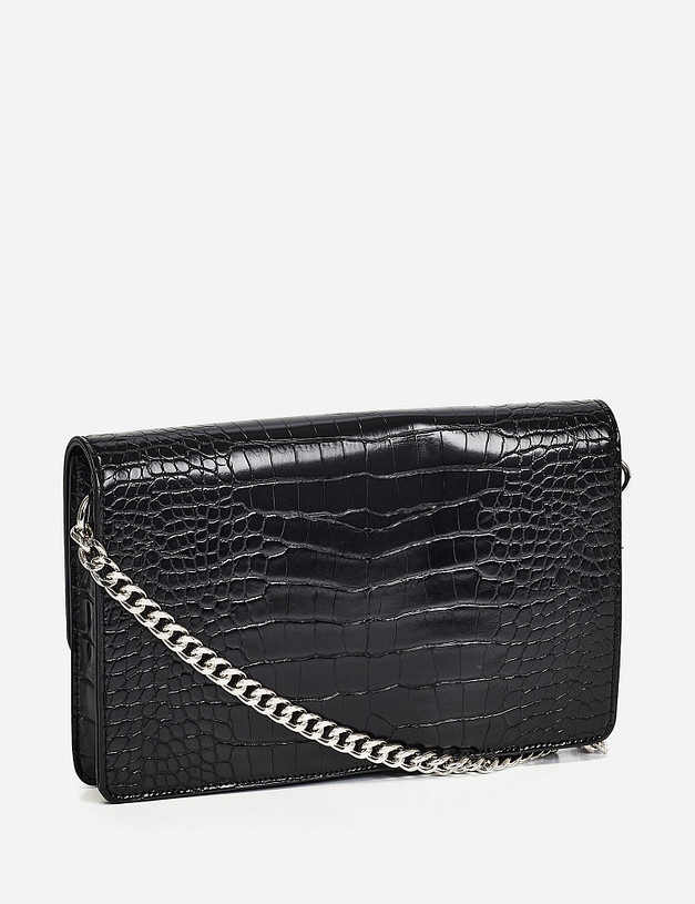 Черная женская сумка под рептилию MASCOTTE 670-1203-602 | ракурс 2