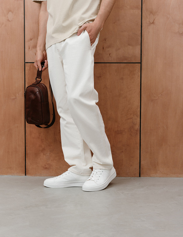 Белые мужские кеды из кожи MASCOTTE 22-5130116-0101 | ракурс 2