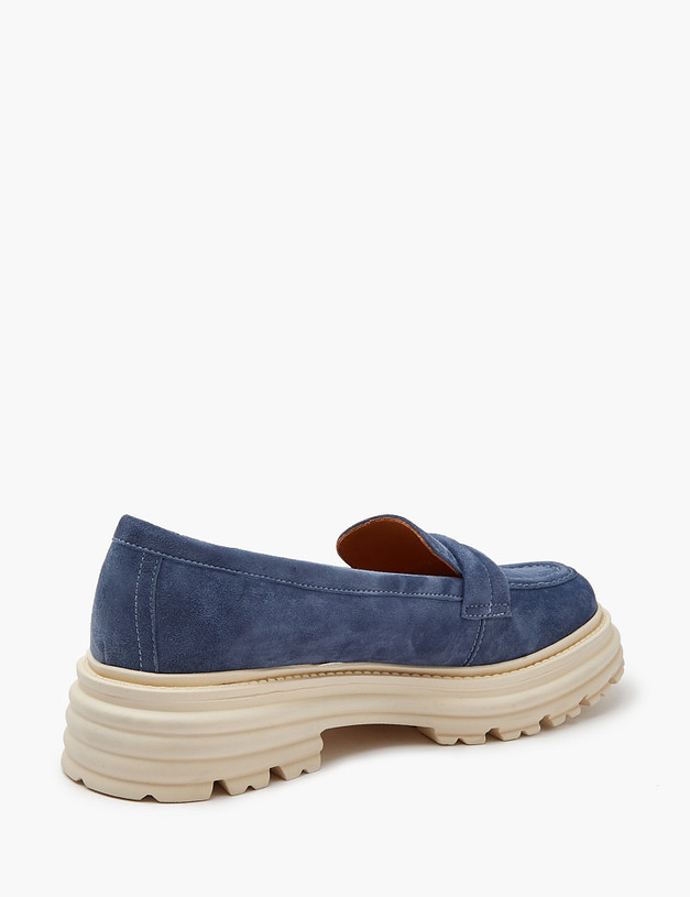 Синие женские лоферы из велюра MASCOTTE 233-410611-3614M | ракурс 5