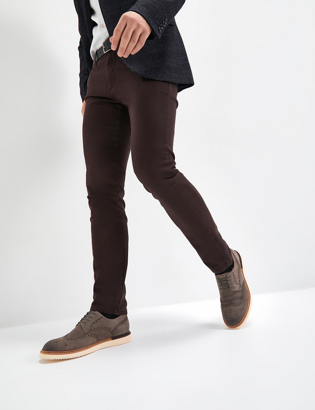 Серые мужские броги из велюра MASCOTTE 22-310313-3243M | ракурс 1