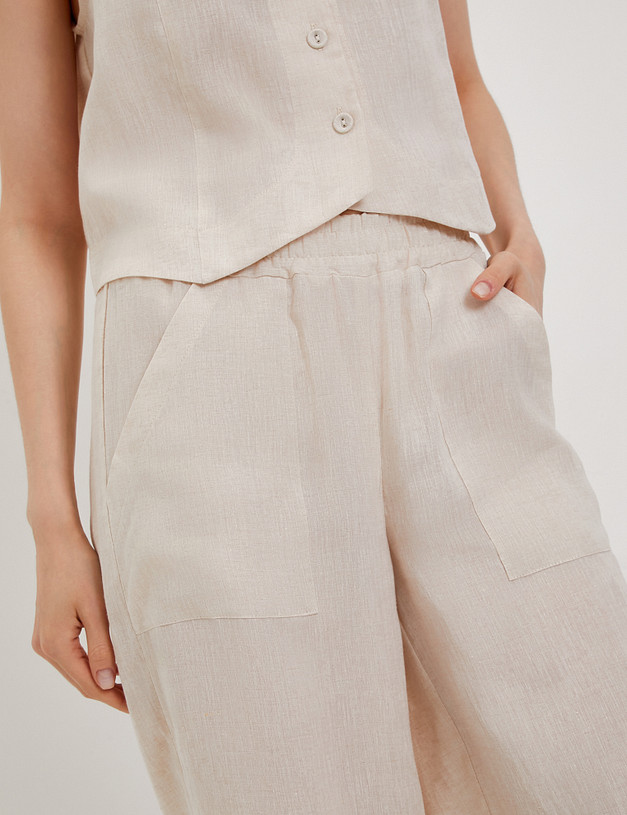 Бежевые льняные женские брюки MASCOTTE 790-4101-2708 | ракурс 4