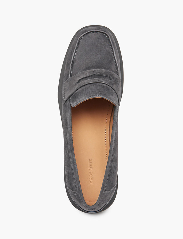 Серые велюровые женские лоферы  MASCOTTE 233-512511-3656M | ракурс 4