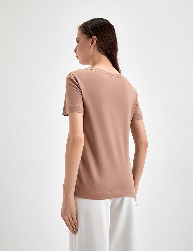 Бежевая женская футболка MASCOTTE 790-3114-2609 | ракурс 7