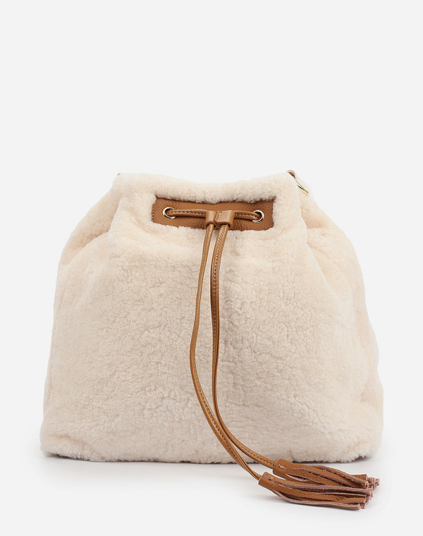 660-1201-308 Сумка женская мех-нат.кожа/текстиль беж-корич, L, Mascotte