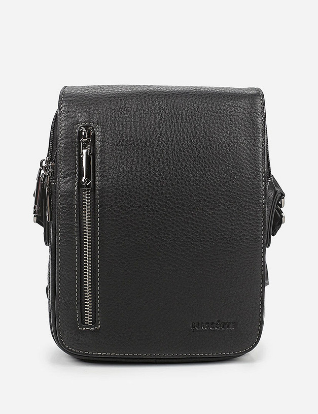 Черная кожаная мужская сумка-планшет MASCOTTE 622-0117-0102 | ракурс 2