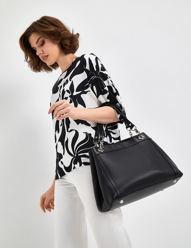 Черная кожаная женская сумка MASCOTTE 660-3127-102 | ракурс 1