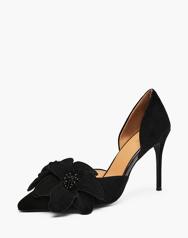 126-6102613-3605M Туфли женские велюр/нат.кожа черн, Mascotte