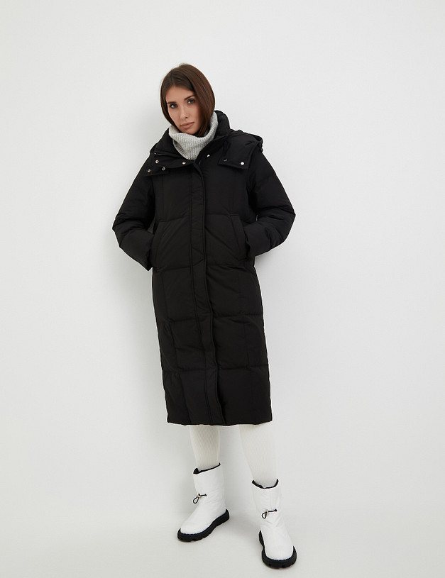 Черное женское дутое пальто MASCOTTE 234-3428-2402 | ракурс 4