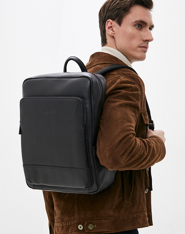 602-1209-102 Рюкзак мужской нат.кожа/текстиль черн, L, Mascotte