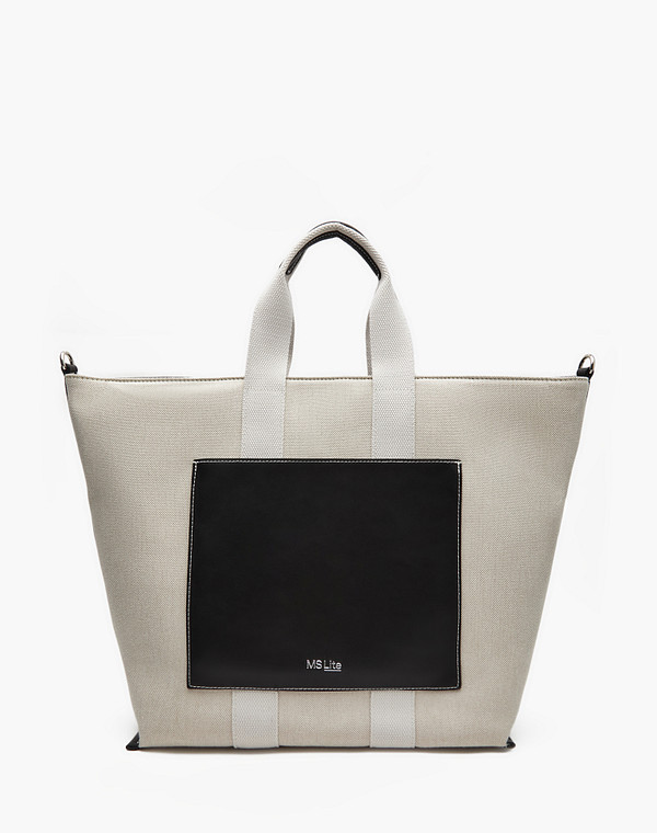 646-4110-208 Сумка женская текстиль-и.кожа/текстиль беж-черн, L, Mascotte Lite