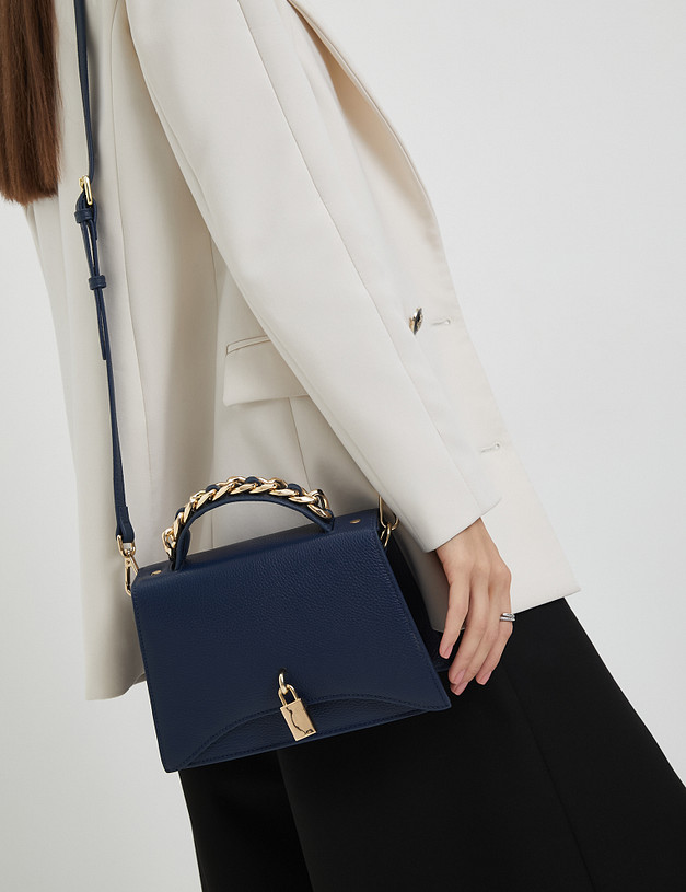 Синяя женская сумка с акцентной ручкой MASCOTTE 660-3124-103 | ракурс 1 Синяя женская сумка с акцентной ручкой MASCOTTE 660-3124-103 | ракурс 1