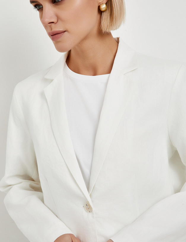 Молочный женский льняной жакет MASCOTTE 973-5120-2701 | ракурс 4