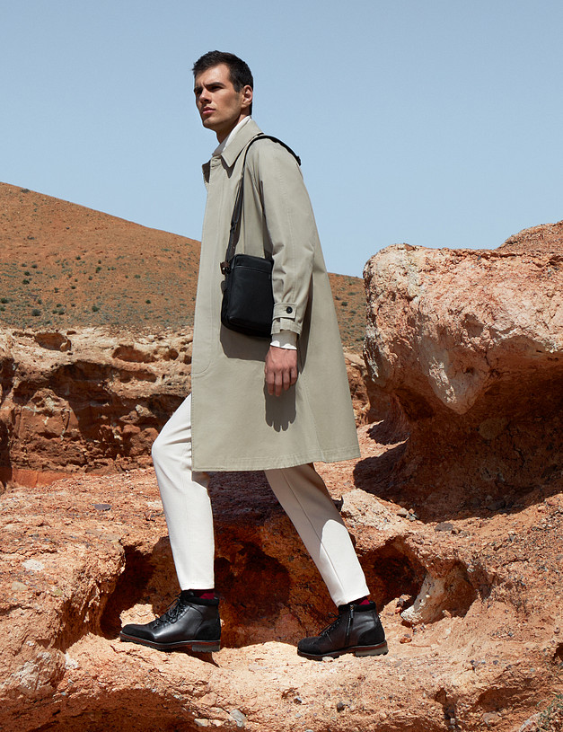 Черные мужские ботинки из кожи и велюра MASCOTTE 22-320621-0102 | ракурс 1