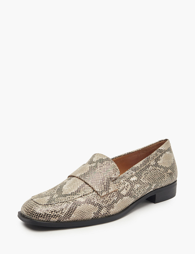 Бежевые женские лоферы со змеиным принтом MASCOTTE 233-514111-5503M | ракурс 3