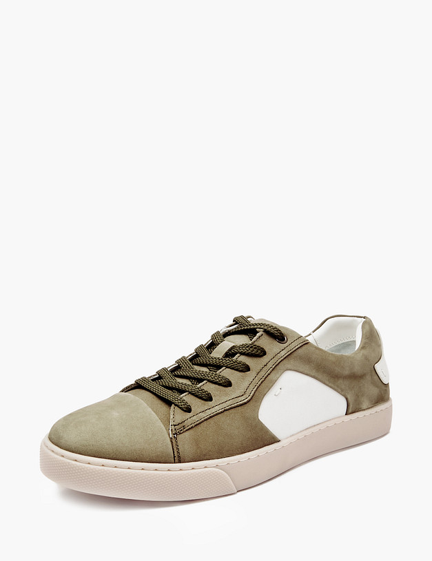 Оливковые мужские кеды из нубука и кожи MASCOTTE 58-4132015-3335M | ракурс 2