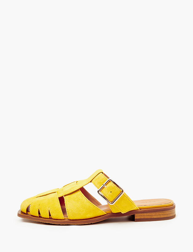 Желтые женские мюли из велюра MASCOTTE 22-4121013-0218 | ракурс 2