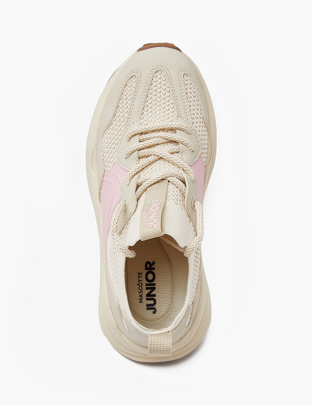 Молочные кроссовки для девочек с сетчатыми вставками MASCOTTE 234-413721-0606 | ракурс 6