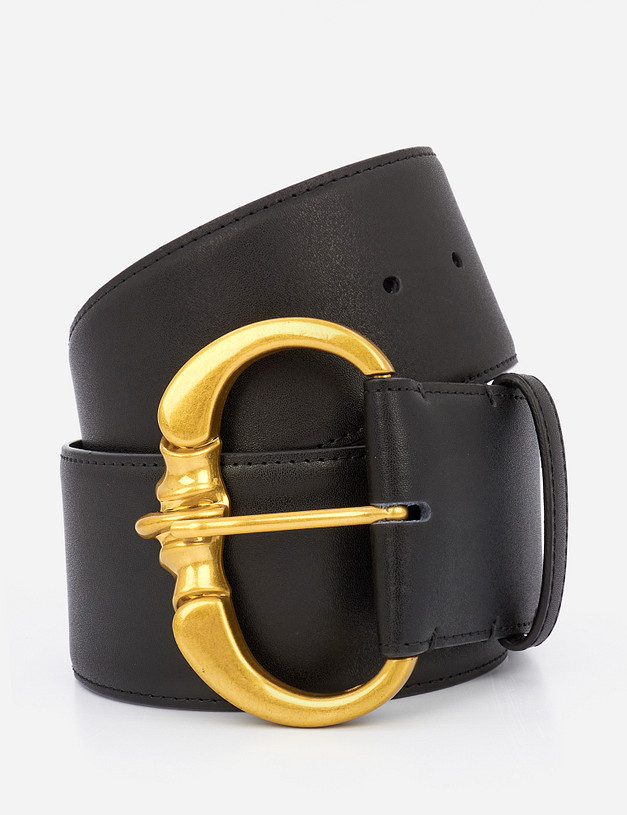 Черный кожаный женский ремень MASCOTTE 703-1203-103 | ракурс 1