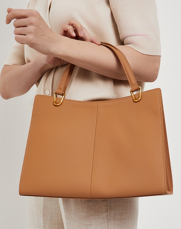 616-6106-609 Сумка женская кож.спилок-и.кожа/текстиль корич, M, Mascotte