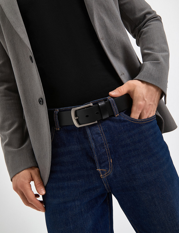 Черный мужской ремень MASCOTTE 703-3106-1022 | ракурс 1