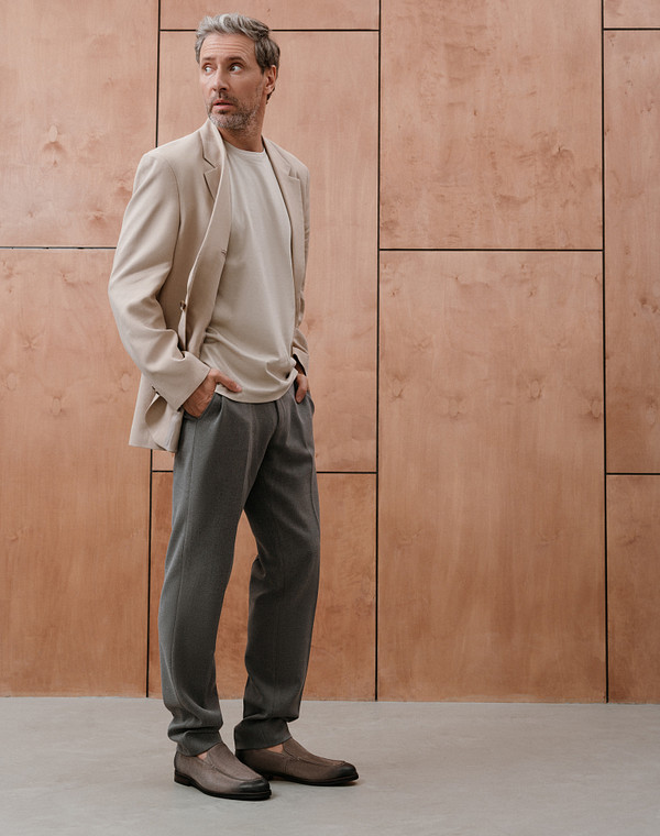 175-512811-4667M Полуботинки мужские велюр/нат.кожа беж, Mascotte