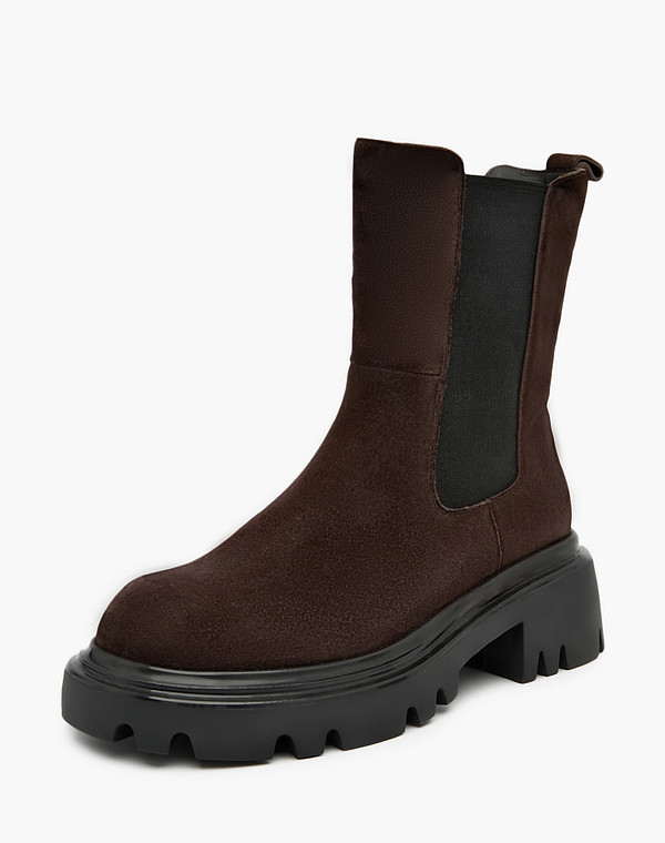 58-323421-3643M Ботинки женские велюр-резина/ворсин-нат.кожа корич-черн, Mascotte