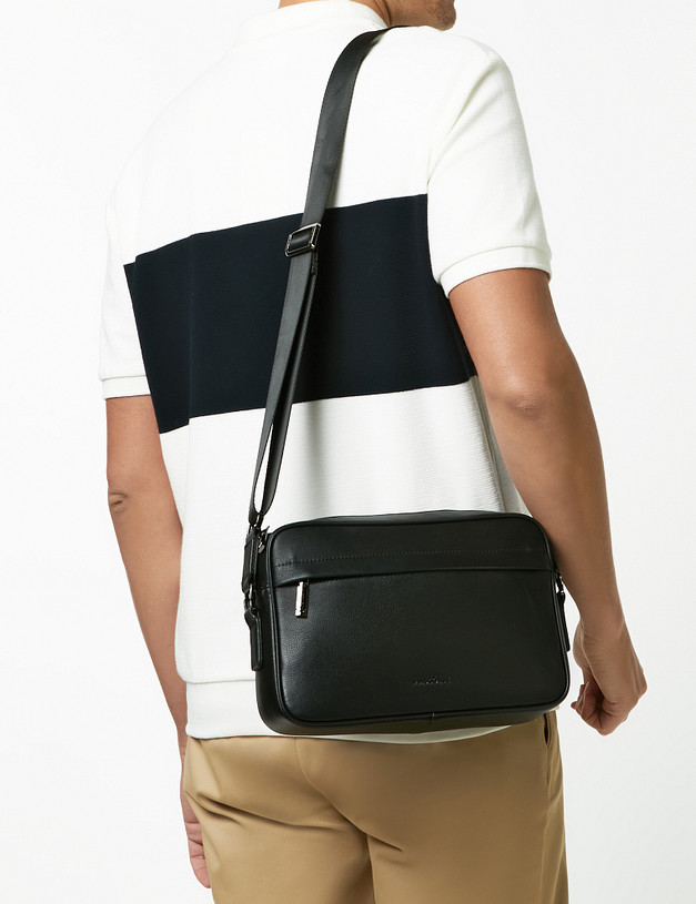 Черная кожаная мужская сумка MASCOTTE 602-2121-102 | ракурс 1