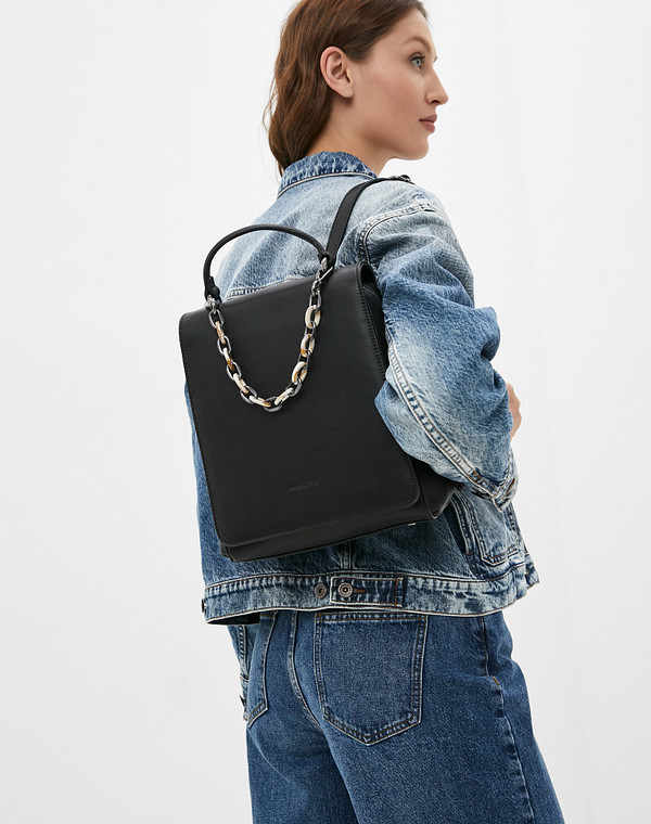 610-1210-602 Рюкзак женский и.кожа/текстиль черн, M, Mascotte