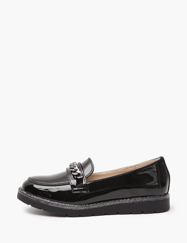 Черные лакированные лоферы для девочек MASCOTTE 250-411161-0702 | ракурс 4 Черные лакированные лоферы для девочек MASCOTTE 250-411161-0702 | ракурс 4