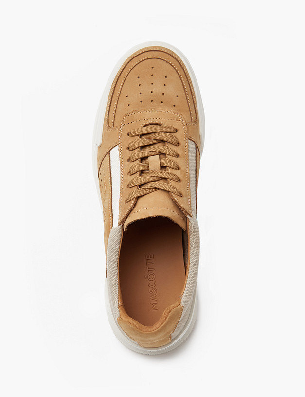 Бежевые мужские кеды из кожи и нубука MASCOTTE 22-4111812-0308 | ракурс 5