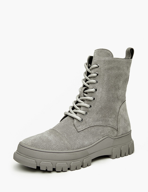 Серые женские зимние ботинки из велюра MASCOTTE 233-122631-0210 | ракурс 2
