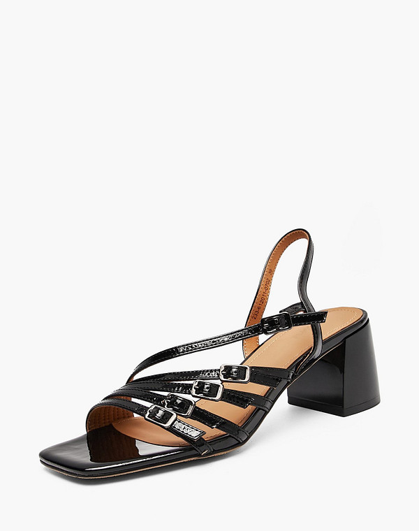 233-612011-0702 Туфли летние женские лак.кожа/нат.кожа черн, Mascotte