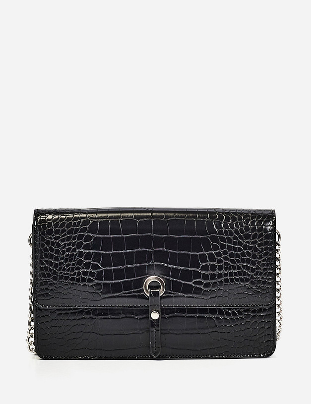 Черная женская сумка под рептилию MASCOTTE 670-1203-602 | ракурс 1