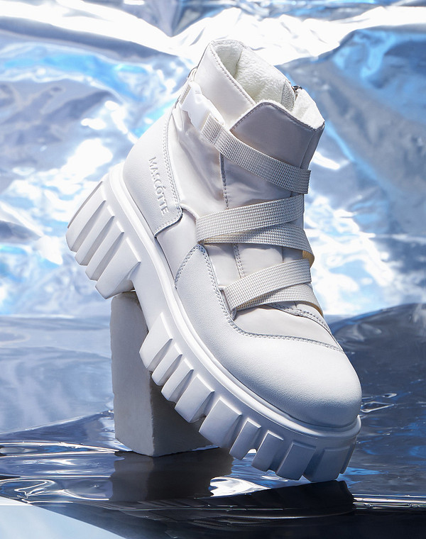 234-224922-0601 Ботинки женские кож.спилок-текстиль/ворсин бел, Mascotte