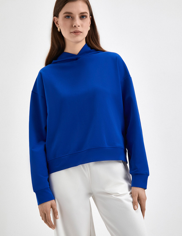 Синее женское худи MASCOTTE 790-3109-2603 | ракурс 2 Синее женское худи MASCOTTE 790-3109-2603 | ракурс 2