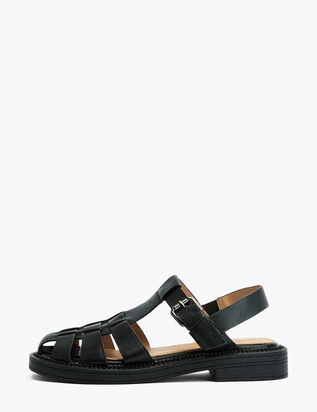 Черные кожаные женские сандалии MASCOTTE 233-3181911-7100M | ракурс 1